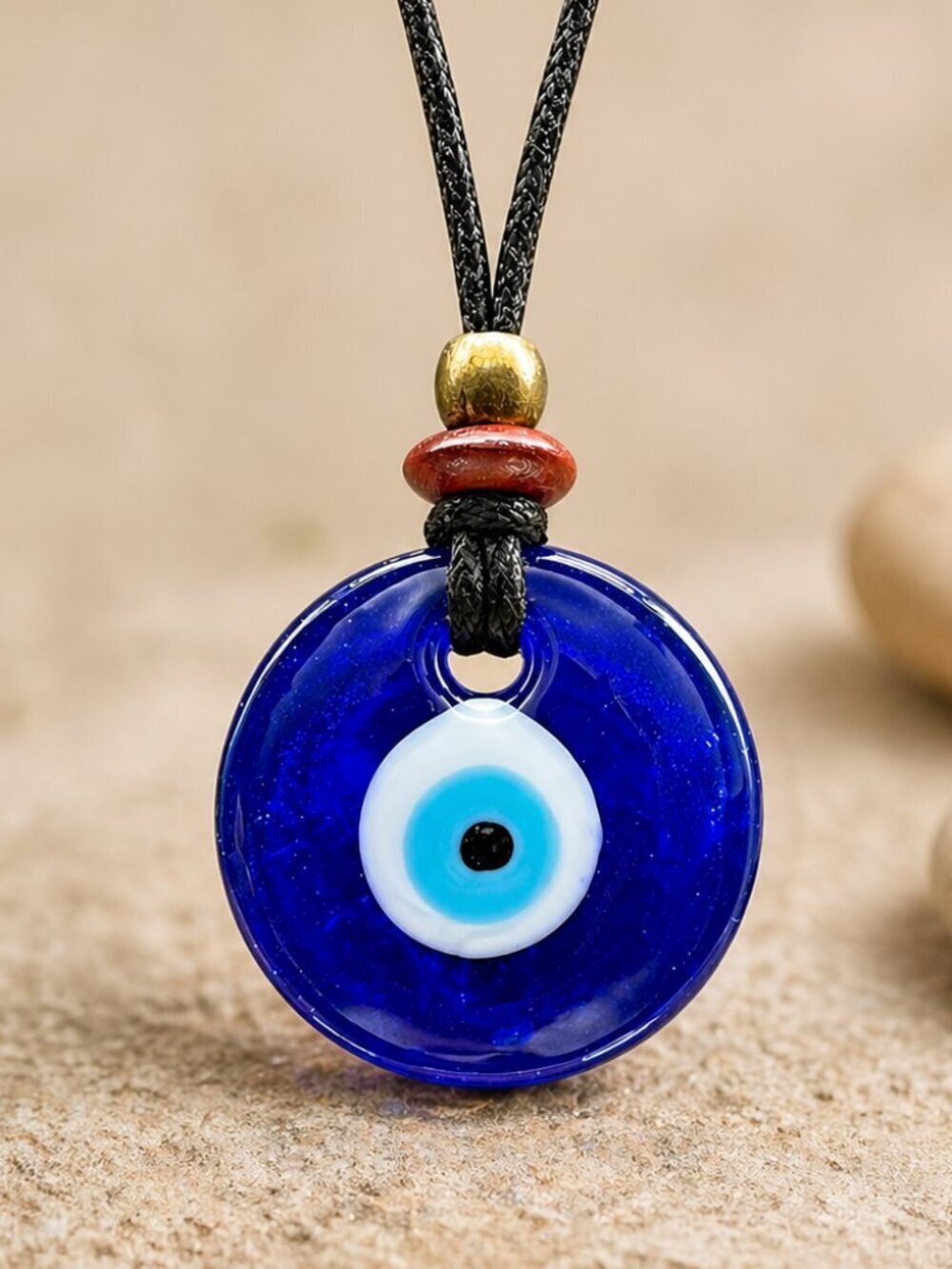 Blue Glass Evil Eye Protection Necklace | Handmade Pendant - Picture 1 of 7